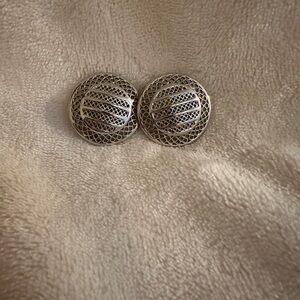 Silver vintage style button clip on earrings jewellery
